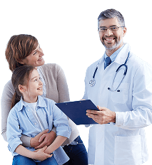 Doctor with a mother and child