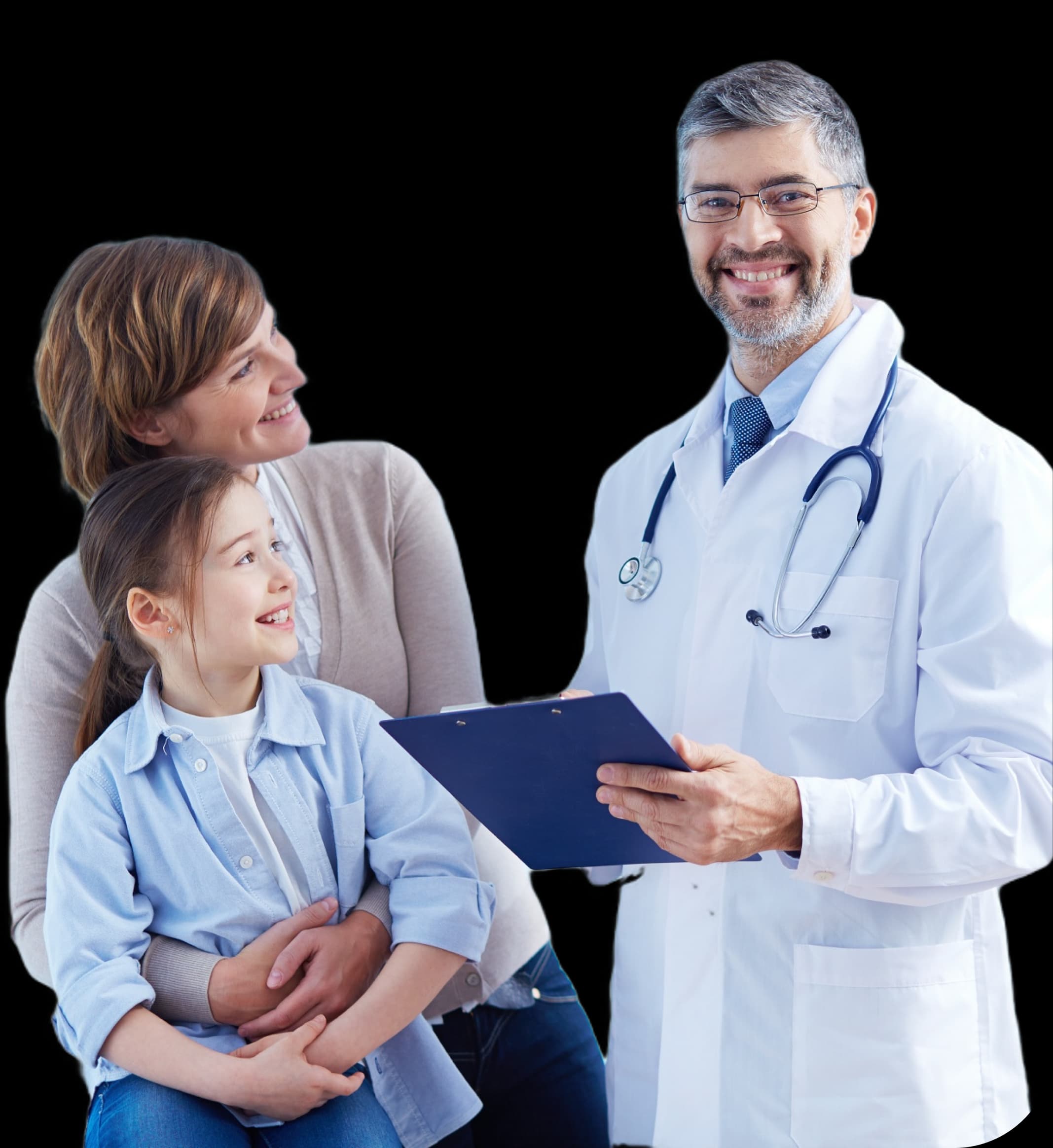 Doctor with a mother and child
